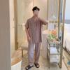 Pijama de seda de algodón para mujer 2024 nuevo traje verde de alta calidad de seda artificial de manga larga para primavera y otoño ropa de casa de verano