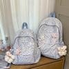 Mochila Fofa de Desenho Animado Estudante Feminina 2025 Nova Moda Estampa de Leopardo Mochila de Viagem Estudante do Ensino Fundamental Bolsa Escolar