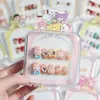 Unhas Usáveis Desenho Animado Infantil Estilo Ano Novo 2025 Manicure Curta para Meninas Doce Estilo Estudante Fofo Peças de Unhas Usáveis
