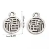 6 Acessórios Vintage para Joias DIY Estilo Chinês em Liga de Metal Cor Prata Antiga com o Caractere "" e Pingentes de Bolsa da Sorte para Colares e Pulseiras
