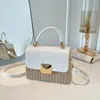 Bolso Cuadrado Pequeño Tejido Estilo Coreano Estilo Ins para Mujer, Moderno y Versátil, Bolso de Hombro Cruzado con Bloques de Color, Bolso de Mano de Alta Gama para Viajes