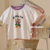 Tamanho Rolo 25 Verão Infantil Algodão Fino Desenho Animado Manga Curta Camiseta Meninos e Meninas Bebê Gola Redonda Top Algodão Fofo