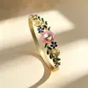 Pulseira Aberta Esmaltada Série Jardim Joias Transfronteiriças Atacado Esmalte Filigrana Cloisonné Pulseira Esmaltada Jardim
