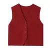 Chaleco Rojo Estilo Chino para Mujer Ropa de Abrigo Otoño e Invierno Suéter Ropa de Abrigo Top para Atuendos de Año Nuevo