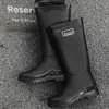 Botas de Lluvia de Caña Alta Transfronterizas para Mujer, Suela Blanda, Cómodas y Cálidas, Zapatos de Goma Antideslizantes para Cocina, Zapatos Impermeables Versátiles para Exteriores y Camping