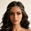 Acessórios de Cabeça com Franjas Retrô Europeus e Americanos para Mulheres Boêmios Turquesa Simples Acessórios de Cabelo com Contas Corrente de Pérolas Corrente de Cabelo com Lantejoulas