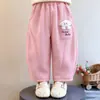Invierno Nuevo Estilo Dibujos Animados Infantiles Pantalones Curvos con Felpa 2026 Estilo Coreano Pantalones Campus Elegantes para Niñas Ropa Infantil Dropshipping