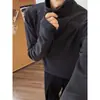 Sudadera de Forro Polar Negra para Hombre con Cuello Medio Alto y Media Cremallera, Camiseta de Manga Larga, Capa Base Deportiva Cálida para Primavera y Otoño
