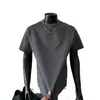 Estilo Verão 2026 Nova Moda Masculina Levemente Luxuosa Fresca Ombro Reto High-End Costurado Gola Redonda Manga Curta Camiseta para Homens