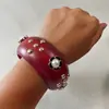 Yongge Joias Transfronteiriça Étnica Retrô Geométrico Multifacetado Pulseira de Madeira Senso de Design Pulseira com Pérola Artificial Incrustada