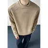 Sudadera jacquard deconstruida limpia y bien ajustada para hombre, top interior de cuello pequeño para otoño, camiseta de manga larga de peso pesado de moda