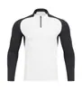 Camiseta Esportiva de Corrida com Manga Longa, Gola Alta e Meio Zíper para Homens e Mulheres, Cor Contrastante, Training Elástica de Secagem Rápida com Manga Longa