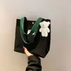 Bolsa Tote de Lona Simples Ins Feminina 2026 Primavera Verão Estilo Coreano Grande Capacidade para Trabalho Pequena Bolsa Transversal Casual de Mão de Tecido