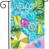 Bandeira de Jardim de Verão Mais Vendida Transfronteiriça Série de Chinelos para Piscina e Praia Decoração de Pátio Externo Bandeira de Jardim de Linho Dupla Face