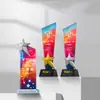 Trofeo de cristal colorido, artículo conmemorativo, grabado impresionante, medalla de premio para empleados destacados, trofeo creativo y de alta gama, impresión a color