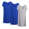 Vestido de Noite Modal de Manga Curta Três Peças Primavera e Verão com Bojo Pijama Sem Sutiã Vestido para Casa Completo Vestido Midi