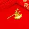 Colgante de hacha de estilo étnico en línea con transmisión en vivo en rojo, oro de arena de Vietnam para hombres y mujeres, imitación de dragón chino, joyería de oro de 24 k al por mayor