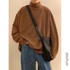 Suéter de cuello alto de terciopelo de color sólido para hombre, primavera y otoño, estilo americano high street, camiseta básica holgada retro para estudiante, camiseta de manga larga