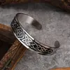 Pulseira Aberta de Aço Inoxidável com Letras de Runa Viking Odin Europeia e Americana para Homens, Joia de Pulseira de Aço Titânio Retro Moderna