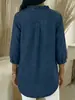 2026 Primavera/Verano Transfronterizo Amazon Europeo y Americano Camisa Casual de Mujer de Mezclilla Sintética con Cuello en V y Volantes