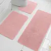 Conjunto de Três Peças para Banheiro Transfronteiriço, Tapete de Chão Absorvente para Banheiro de Imitação de Caxemira, Tapete de Porta Resistente a Manchas, Tapete de Pé Antiderrapante para Banheiro de Cor Lisa Doméstico
