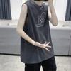 Camiseta de baloncesto 2024, nueva camiseta de verano transpirable de algodón puro estilo Harajuku, holgada, sin mangas, estilo hip-hop, con hombros anchos para hombre.