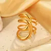 Moda Europeia e Americana Anel Exagerado de Aço Inoxidável para Mulheres Ouro 18K Simples Estilo Ins Anel de Design de Ponta Joias Atacado