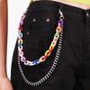 Cadena de cintura acrílica de color geométrico punk transfronterizo europeo y americano, cadena de metal negra, cadena de pantalones de hip hop de moda multicapa