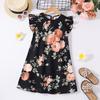 Sitio Web Independiente Venta al por Mayor Transfronteriza Vestido Dulce Estilo Coreano para Niñas Primavera y Otoño Estilo Europeo y Americano Casual Vestido Floral con Mangas Volantes