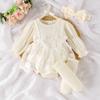 Comércio Exterior Europeu e Americano Outono Coreano Novo Vestido para Meninas Cor Sólida Listrado Manga Longa Chapéus Saia de Renda Acessórios de Cabeça