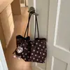 Bolso tote de lino de alta gama de nicho con lunares, nuevo modelo 2026, versátil para ir al trabajo, bolso de hombro y axila de gran capacidad