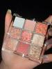 MUGELEEN Jiugongge Flash Copo de Nieve Navideño Paleta de Sombras de Ojos Placa Completa Perlada con Brillo Paleta de Sombras de Ojos Diamante Roto de 9 Colores Puro Deseo