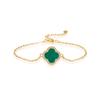 Pulsera de Plata Esterlina S925 Trébol de Cuatro Hojas Esmeralda Retro Europea y Americana para Novia Pulsera de Lujo Pulsera de Oro de 18K