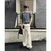Camiseta de Punto de Manga Corta Ins 2026 Verano Nuevo Estilo Diseño Rayado Top Único en el Hombro Moda Tendencia Nuevo Estilo
