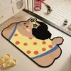 Tapete de Chão para Banheiro para Uso Doméstico, Tapete Absorvente de Água Antiderrapante, Tapete de Entrada Durável e Fácil de Limpar, Tapete de Chão de Terra de Diatomáceas Cartoon