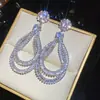 Mojito de Glaciar~Pendientes Brillantes de Zirconita Cúbica con Forma de Gota de Agua, Pendientes de Lujo Ligero de Gama Alta, Accesorios de Oreja de Estilo Noble para Fiesta de Noche