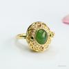 Anel de Jade Hetian Natural Guan Yu Jade Verde Verde Espinafre Anel de Dedo Anel de Saquinho Atacado Dropshipping S4011305