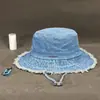 En stock Algodón Puro Lavado Sombrero de Pescador con Volantes Hyun-a Sombrero de Cubo para Mujer para Compras y Viajes Sombrero de Sol Personalizado de Moda