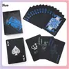 Cartas de Juego de Plástico Negro, Resistentes al Desgaste y Duraderas, Cartas de Juego Impermeables de Plástico PVC Azul y Rojo para Fiestas en Casa
