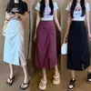 Falda Corta Estilo Coreano para Mujer Principios de Otoño 2026 Nueva Cintura Alta Longitud Media Plisada con Abertura Falda de Línea A Adelgazante Ajustada a la Cadera