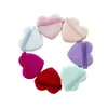 Esponja de polvo ultra suave de cristal con forma de corazón, esponja de polvo de felpa corta, especializada para polvo seco, polvo compacto y polvo suelto, disponible en varios colores