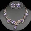 Collar y Pendientes Exagerados de Aleación de Venta Caliente Transfronteriza Europea y Americana Conjunto de Joyería Accesorios de Fiesta de Boda Nupcial Completamente Diamantado