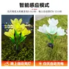 Lámpara de Flor Artificial LED Solar con Cuatro Cabezas, Lámpara de Flor de Magnolia para Patio, Decoración Impermeable para Jardín de Villa al Aire Libre, Lámpara de Césped