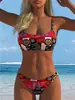 Conjunto de dos piezas de bikini floral morado y azul transfronterizo, estilo sexy europeo y americano, adecuado para vacaciones, aguas termales y playa, traje de baño separado para mujer