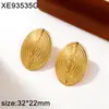 Brincos Populares Transfronteiriços Retro Acessíveis de Luxo Aço Inoxidável Banhado a Ouro Aço Titânio Banhado a Ouro Coração Listrado Textura Embossada Brincos Brincos