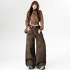 Pantalones de pierna ancha con estampado de leopardo, estilo chica popular nuevo para Otoño/Invierno 2026, pantalones rectos a la moda, pantalones casuales para mujer, seda de hielo