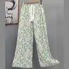 Pantalones de Pijama de Algodón y Seda Estilo Coreano para Mujer, Nuevos de Verano 2025, Pantalones Rectos Sueltos Casuales de Gama Alta que se Pueden Usar Afuera como Pantalones de Casa