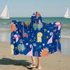 [Modelo de Colaboración para Piscina] Poncho de Microfibra con Broche del Fabricante Original, Toalla de Playa y Toalla de Baño Anticaída para Niños