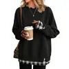 Moletom Amazon feminino com blocos de cor e mangas compridas, série com estoque de longo prazo, best-seller de outono/inverno, estilo casual para casais