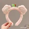 Faixa de cabeça fofa com orelhas de panda para lavar o rosto, faixa de cabeça de pelúcia de desenho animado com coroa alta para mulheres, faixa para maquiagem e lavar o cabelo, acessório de cabelo